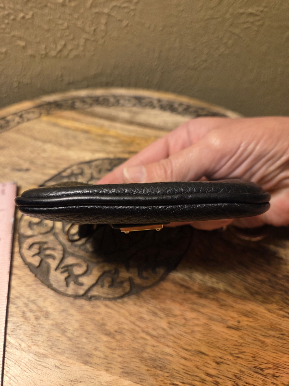 Dooney & Bourke Black Leather Zip Coin Pouch w/ keychain inside. - Picture 7 of 11